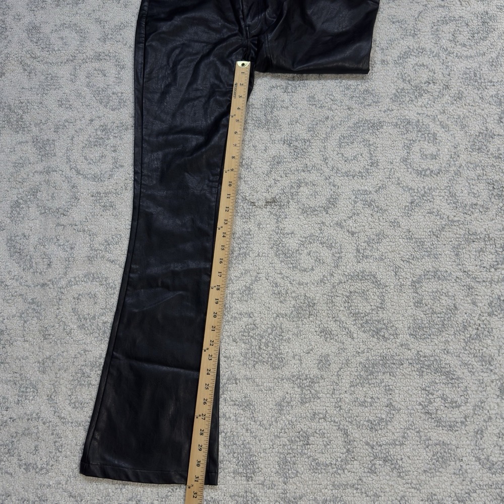 Nasty Gal Faux Leather Star Bum Flared Pants Size 0 Black Bellbottoms Rock New - Picture 7 of 11